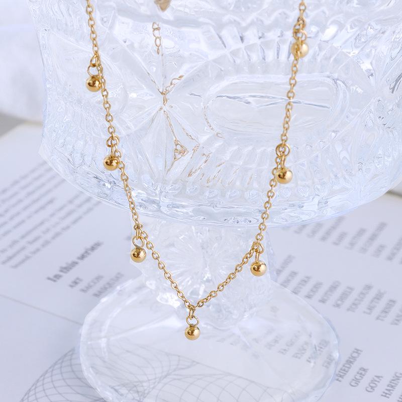Elegant Round Bead Anklet In 18k Gold Titanium Steel - Women's Fashion Jewelry S080