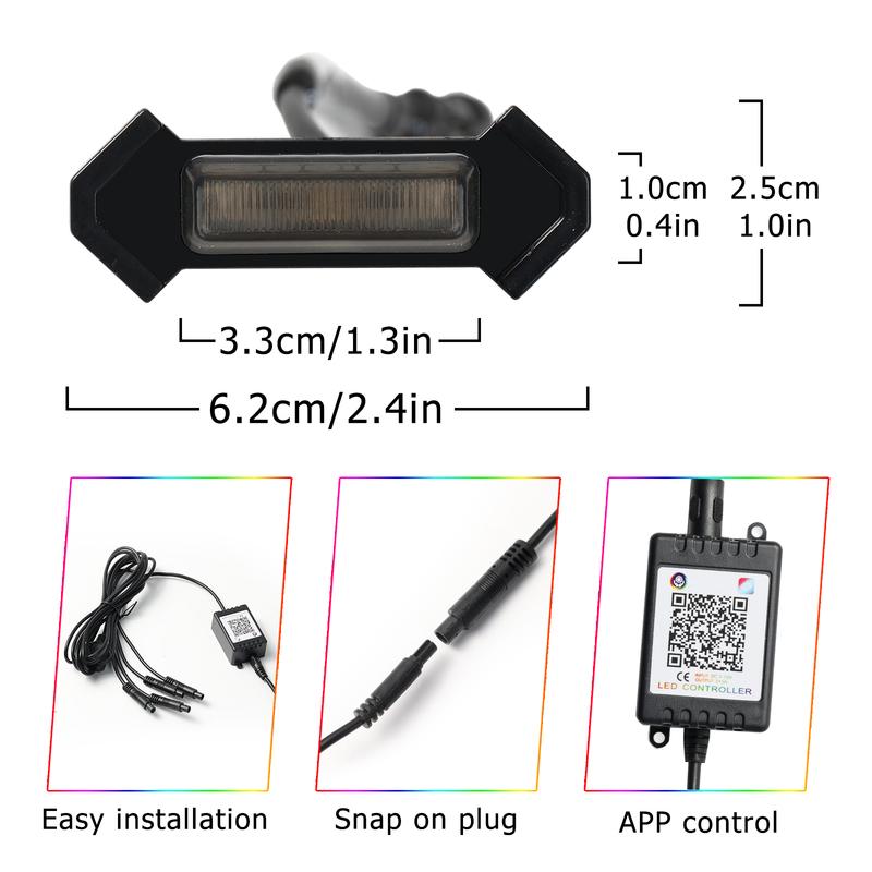 4pcs 12V RGB Colorful Front Grille LED Light Wiring Harness Kit For Toyota Tacoma 2016 2017 2018 w/TRD Pro APP Control