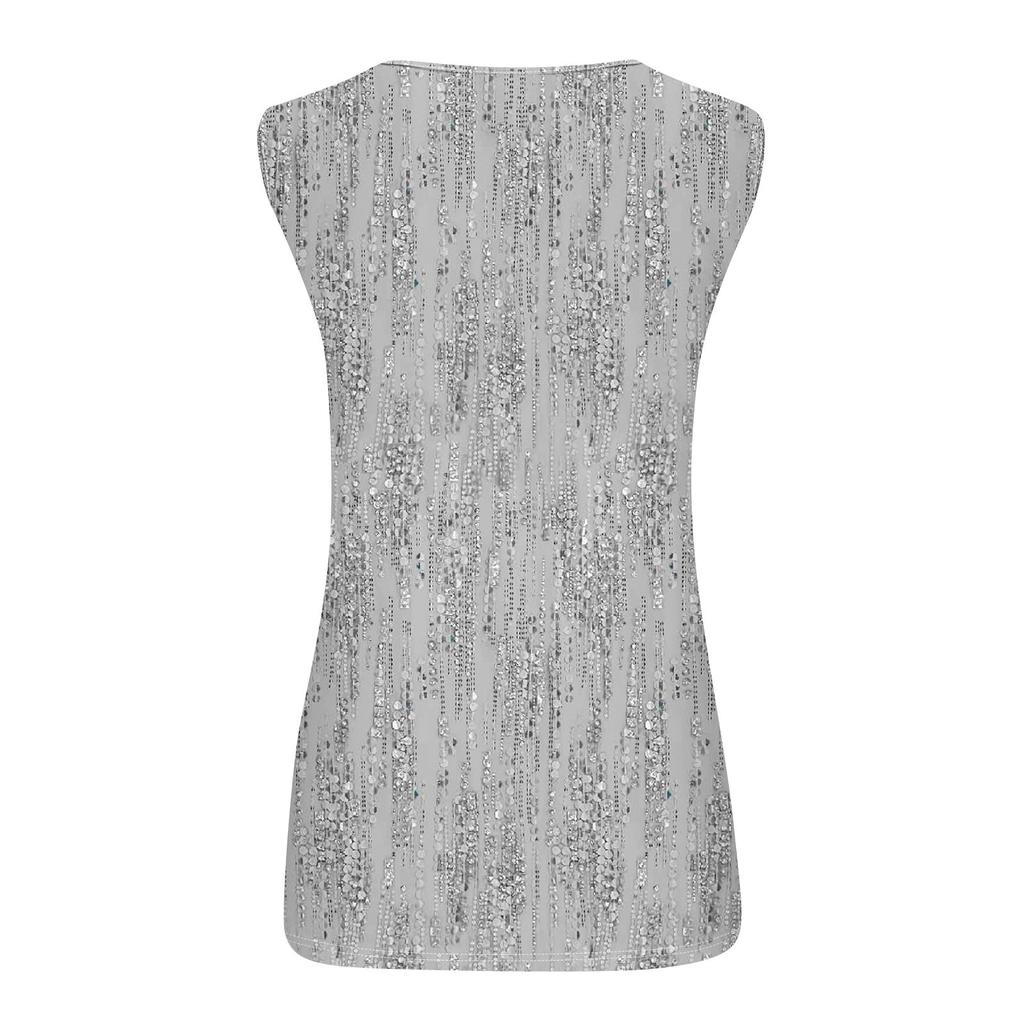 Dámské tílko s výstřihem do V Basic Potištěné Ležérní Splývavé léto Bez rukávů Topy s hlubokým bočním střihem pro ženy