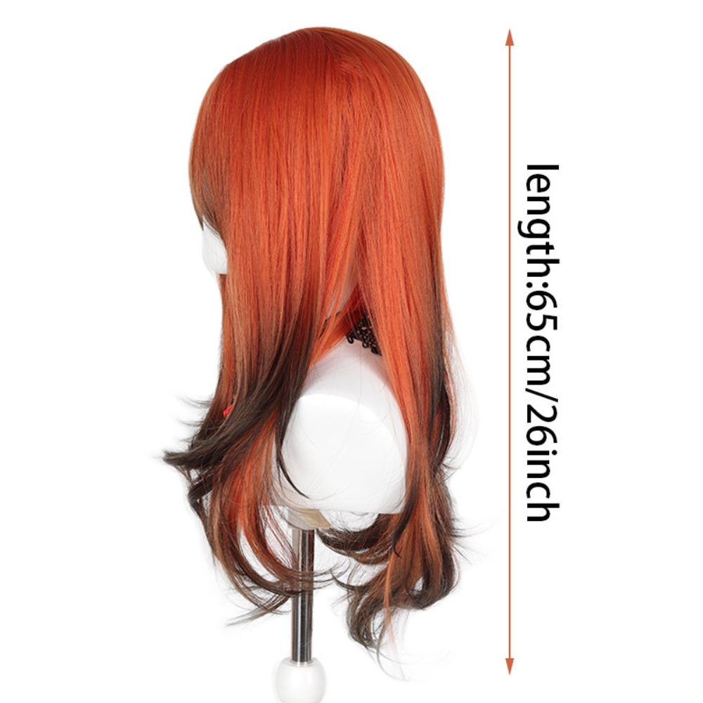 Harajuku Orange Gradient Black Wavy Wig Synthetic Women Layered Hairpiece  Role-playing