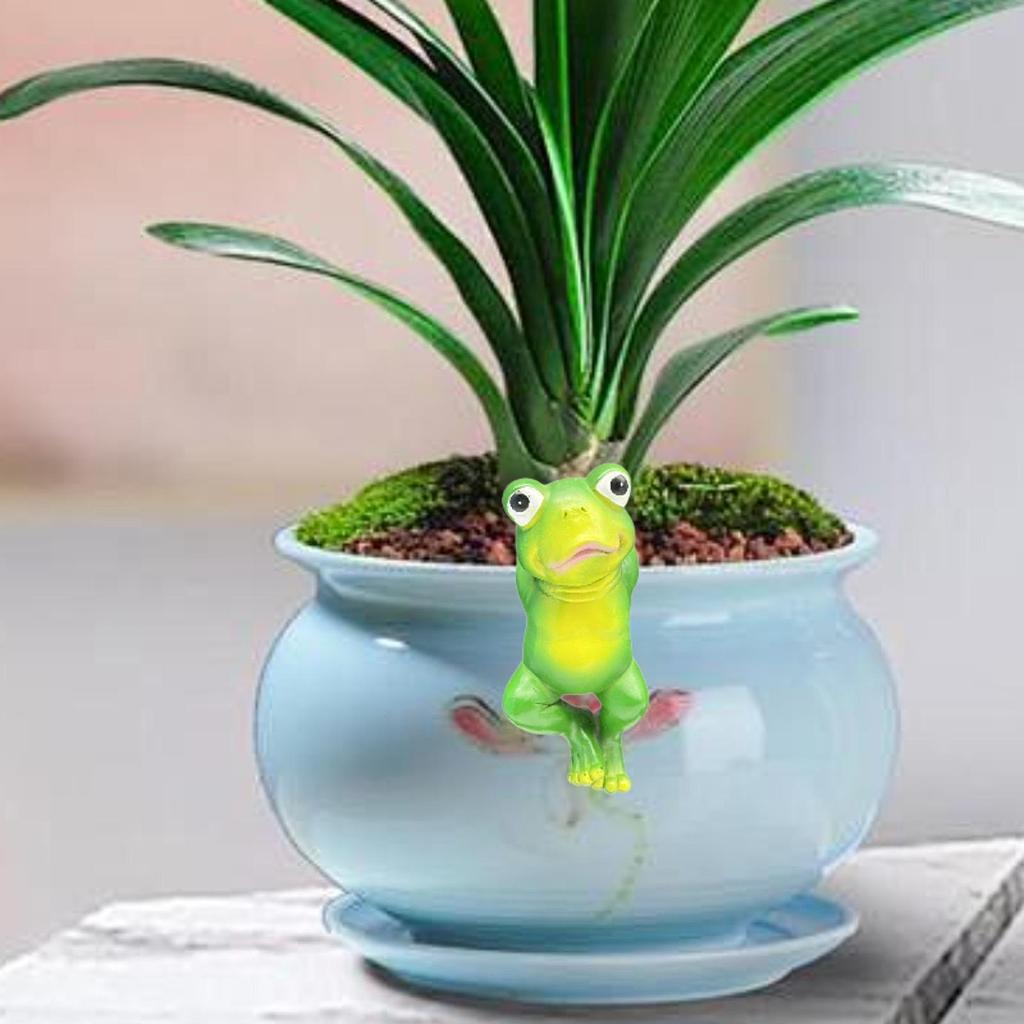 Niedliche Froschfigur Einweihungsgeschenk Moderne Außendekoration Handwerk Blumentopf-Halter für Terrasse Hof Balkon Rasen Zaun