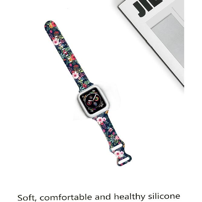 Sport Watch Bands Compatible with Apple Watch Band 38mm 40mm 41mm for Women Men, Adjustable Soft Silicone Replacement Smartwatch Wristband for iWatch