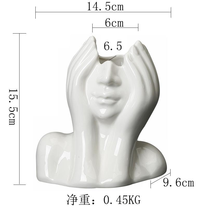 Nordic Style Body Art Ceramic Vase Ornament Handicrafts Simple Face Living Room Flower Arrangement plants not included
