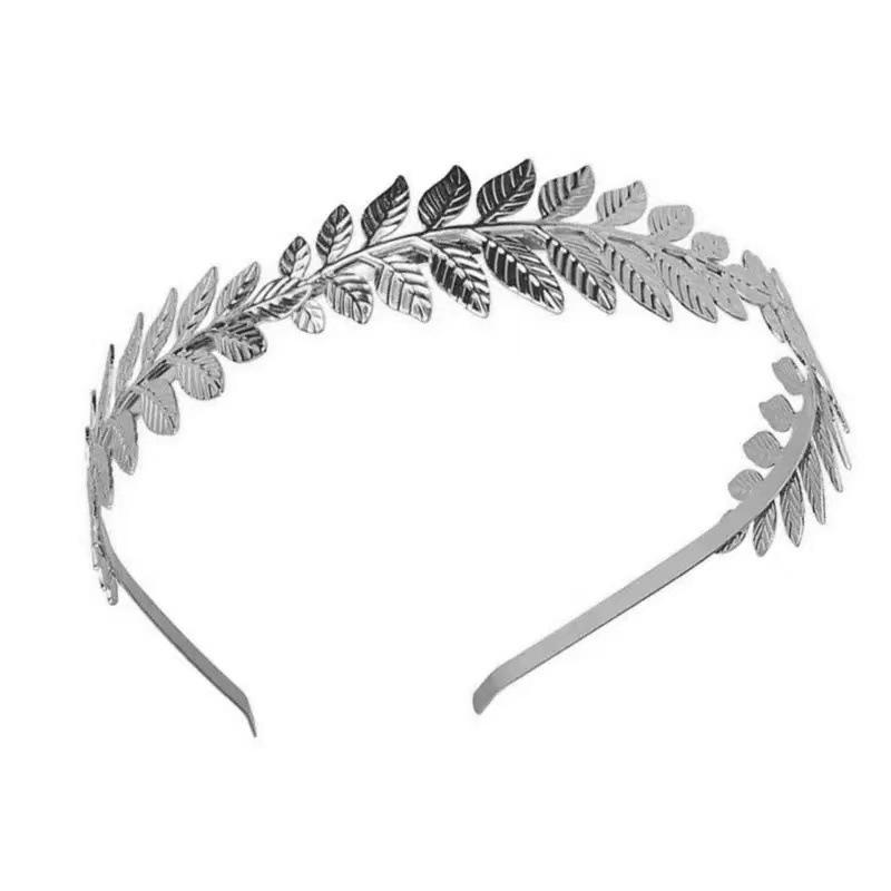 

Baroque Metal Leaf Headband For Bride Vintage Leaf Hair Accessory Wedding Jewelry серебряный