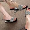 Designer Summer Strange Style Women Slippers Fashion Crystal Square Toe Slide Ladies Party Dress Sandalias