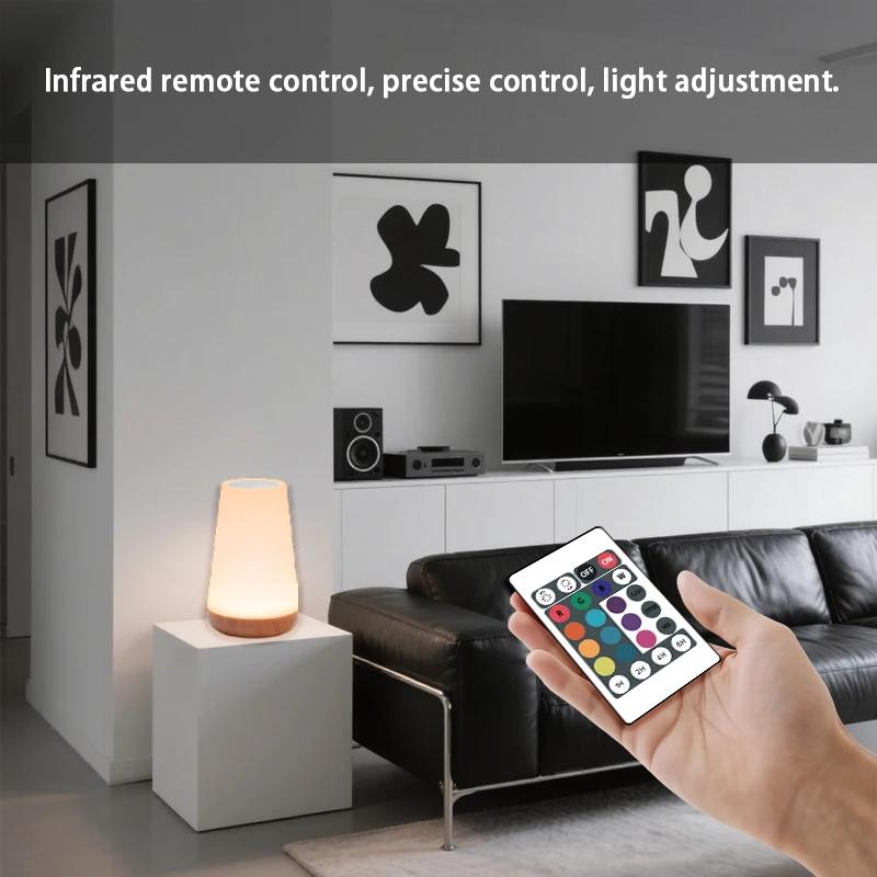 13 Colors Night Light Touch Dimmable Remote Control USB Charging Emergency Lighting RGB Portable Bedside Lamp for Home