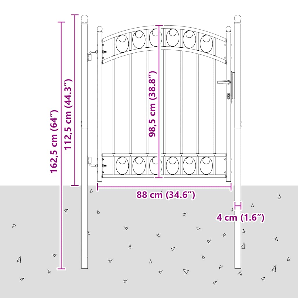 Fence Gate EMMEN with Arched Top Steel 100 x 98.5 cm Green
