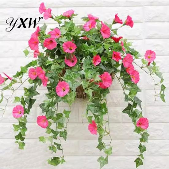 Fake Silk Petunia Artificial Morning Glory 44 Heads Realistic Flower UV Resistant Lifelike Floral Decorations Indoor Outdoor Garden Yard Wall Hanging