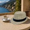 Retro British Style Jazz Hat, Woven Short-Brimmed Straw Hat, Sun Protection Hat for Spring Summer Outdoor Activities