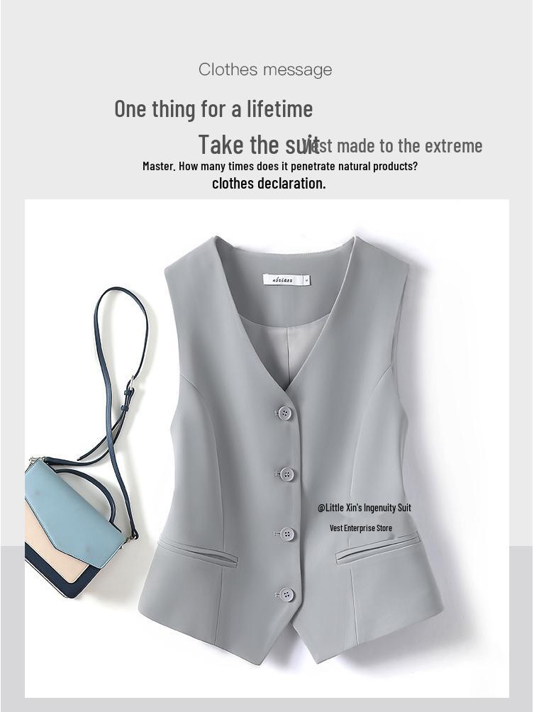Gray Women's Petite Sleeveless Suit Vest - New Outerwear Top