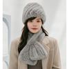 Rex Rabbit Hair Scarf Hat Two-piece Set Winter Women Middle-aged and Elderly Rex Rabbit Hair Braided Elastic Warm Thickened Hat