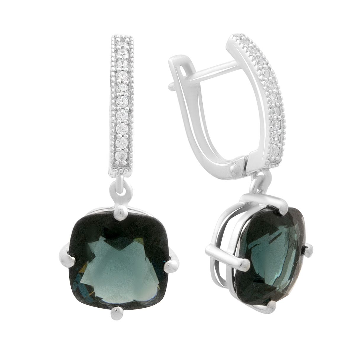 

Срібна каблучка з топазом і фіанітами. (2178255) синій