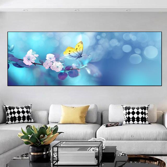 Landscape Butterfly Flower Mushroom Forest Canvas Painting Posters and Prints Wall Art Pictures Living Room Home Decor No Frame