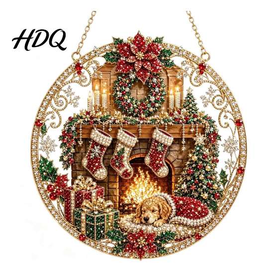 Decorative Hanging Ornaments for Home Christmas Diamond Art Ornament 2D Acrylic Pearl Painting Gift Friends