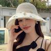 Summer Colored Glue Bow Sun Hat Women's Big Eaves Sun Protection UV Protection Sun Hat Outdoor Travel Empty Top Hat
