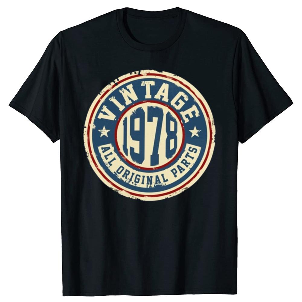 Vintage 1978 All Original Parts 100 Cotton Tshirts Men Fashion Print Tshirt Loose Oversized Streetwear Hip Hop Unisex T Shirt