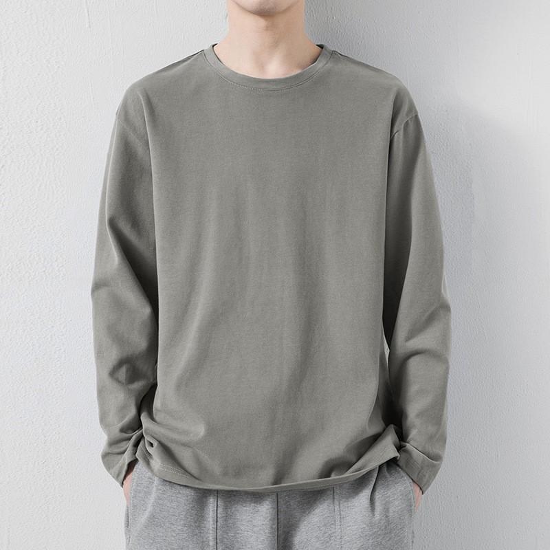 Simple Long-sleeved T-shirt Men's Spring and Autumn New Cotton Casual Boys Crew Neck Sweater Bottoming Shirt