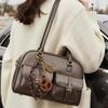 Women's Vintage Bowling Bag Multi-pocket Large Capacity Shoulder Bag Fashion New Underarm Bag Casual And Versatile Handbag