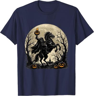 Gothic Sleepy Headless Horseman Spooky Pumpkin Halloween T-Shirt
