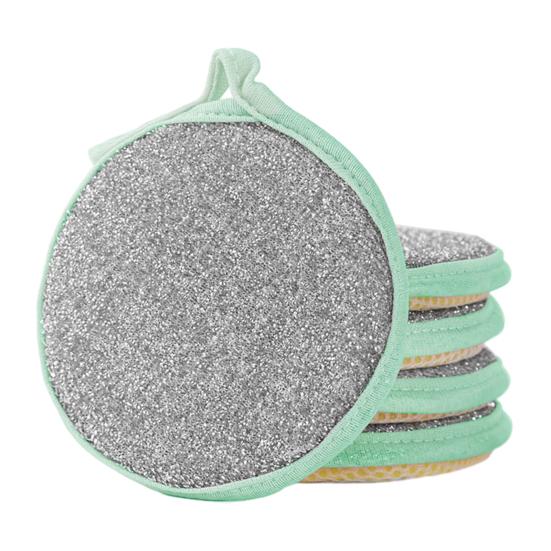 

5/10/20 шт. Губка для мытья посуды Хорошая впитывающая способность Без царапин Двусторонний дизайн Очиститель остатков пищи 5pcs зелёный