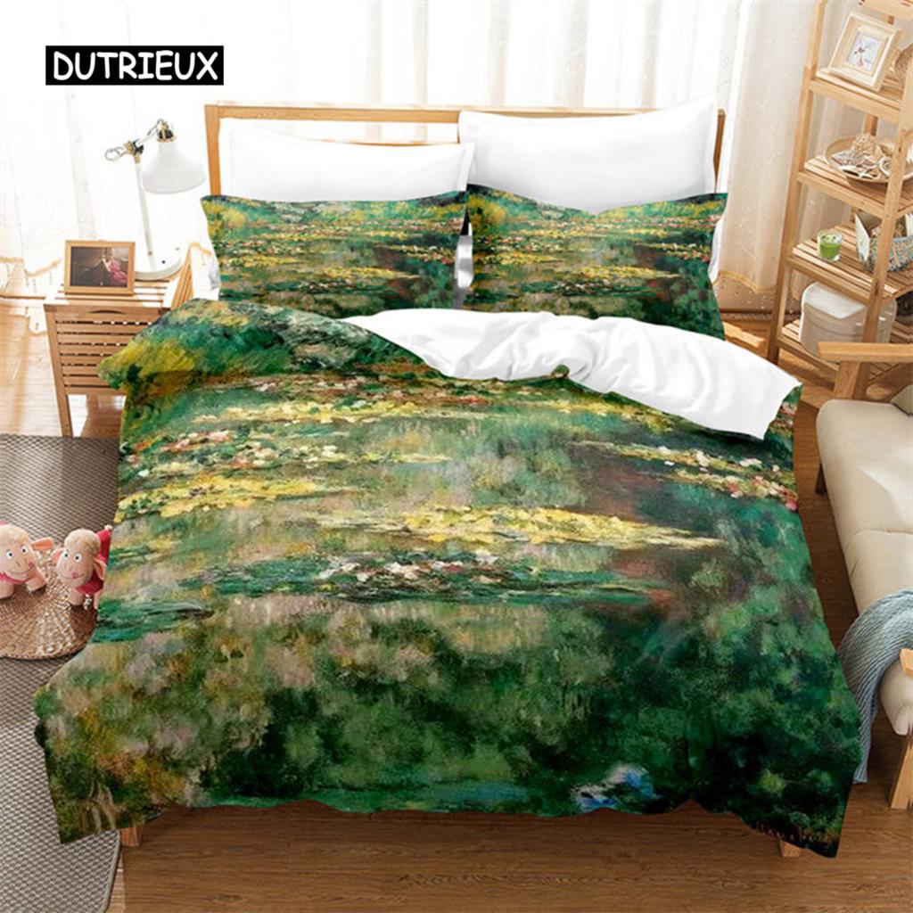 3D Artistic Bedding Set King Monet Van Gogh Style Sky Oil Painting Pattern Printed Duvet Cover With Pillowcases Hot Sale 2/3PCS