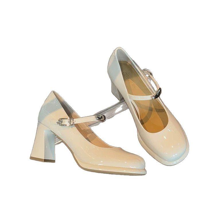 [Yushilai] Mary Jane's Versatile Height-increasing High Heels 2025 New One-word with Thick Heels Princess Charms All Beings
