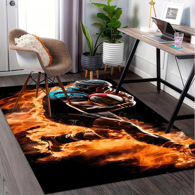 Flame Themed Chair Mat Office Carpet for Home Decor, Sofa Rug, Gift Idea for Any Room