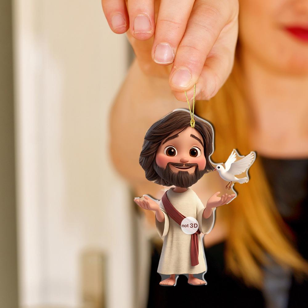 6-Piece Set, Christmas Gift Package Acrylic 2D Flat Backpack Car Pendant Pendant Christmas Tree Decoration Pendant Gift