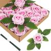 Artificial Flowers Velvet Roses 50 PCS Real Look Roses Bouquet Flowers for DIY Wedding Party Baby Shower Home Decoration