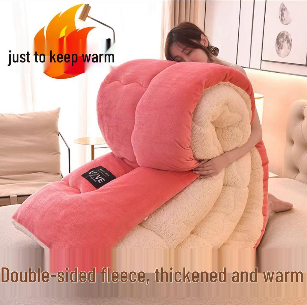 Double-Sided Lambswool Fleece Quilt for Winter, Spring & Autumn - Cozy Single & Double Bedding