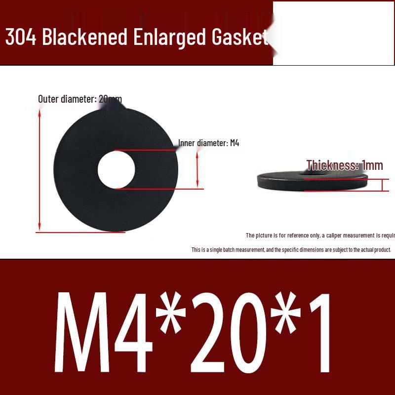 Large Black 304 Stainless Steel Ultra-Thin Oversized Flat Washer, Zinc-Plated