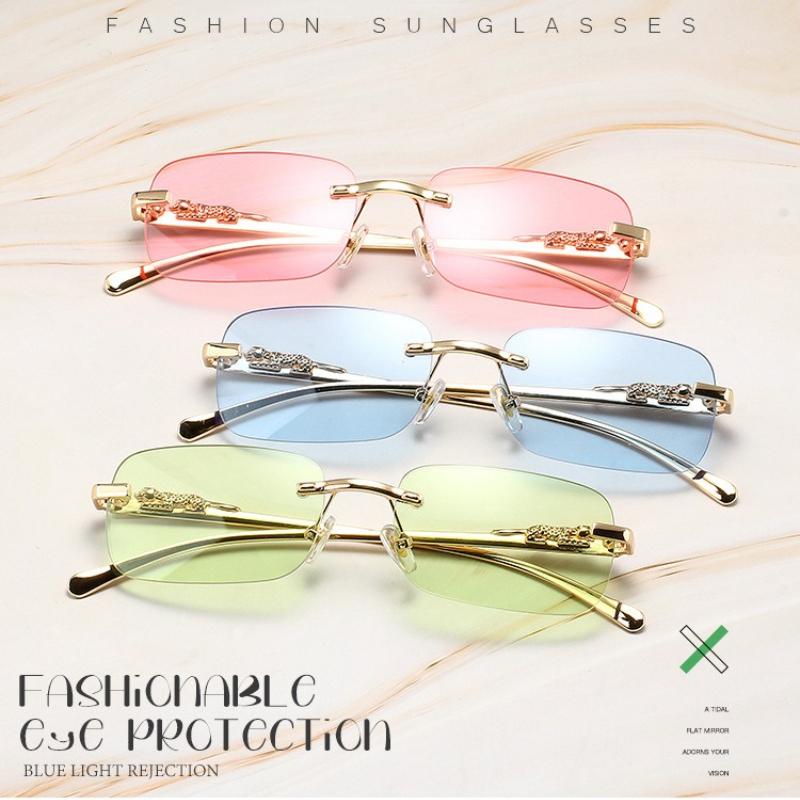 New Rimless Square Sunglasses Men's and Women's Retro Decorative Metal Sunglasses