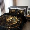 Moon Stars Celestial Sun Duvet Cover Set Golden Printed Bedding Set For Home Decor