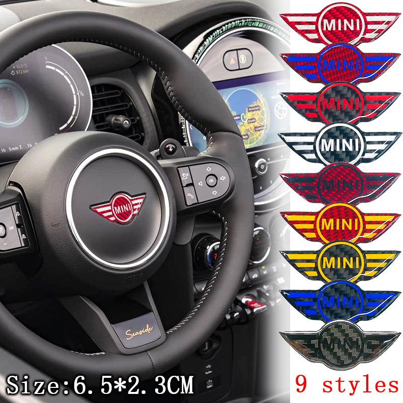 1Pcs Car Styling Steering Wheel Emblem Badge Stickers For MINI Cooper Countryman One S JCW R53 R55 R56 R50 R52 F56 F60 F54 F55 gzpxv22