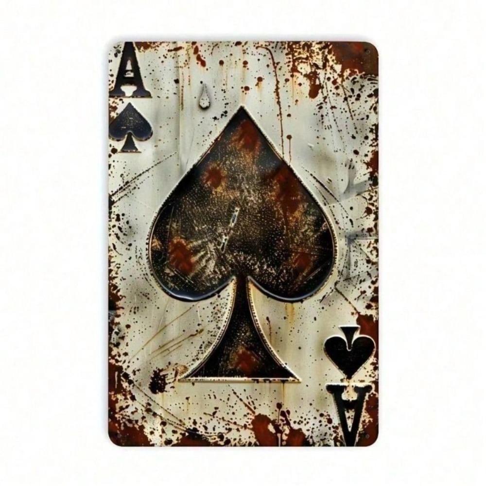 Vintage Metal Sign Ace of Spades Playing Card Decor for Bar Garage Wall Art 20x30cm