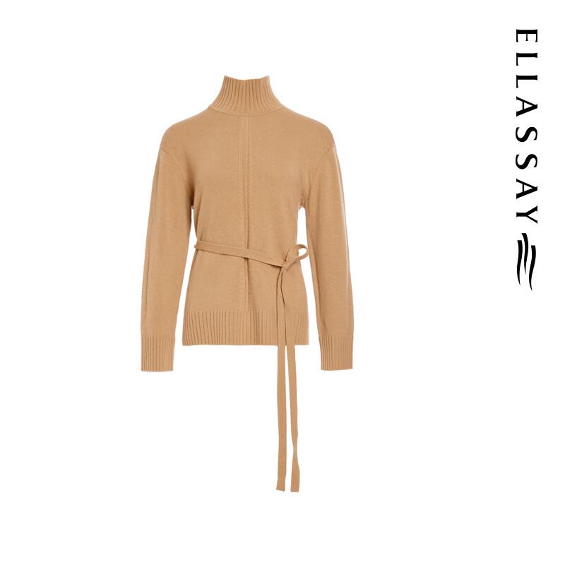 ELLASSAY Women's Stand-Up Collar Tie-Front Knit Sweater