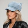 Adjustable Cat Ear Beret Warm Lining Octagonal Hat New Newsboy Cap  Women