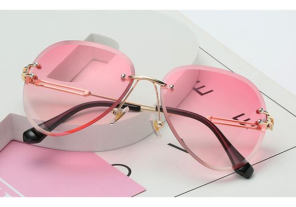 Nieuw Mode Ontwerp Vintage Randloos Piloot Zonnebril Dames Heren Retro Helder Glas Gegradueerd Zonnebril Voor Vrouw Uv400