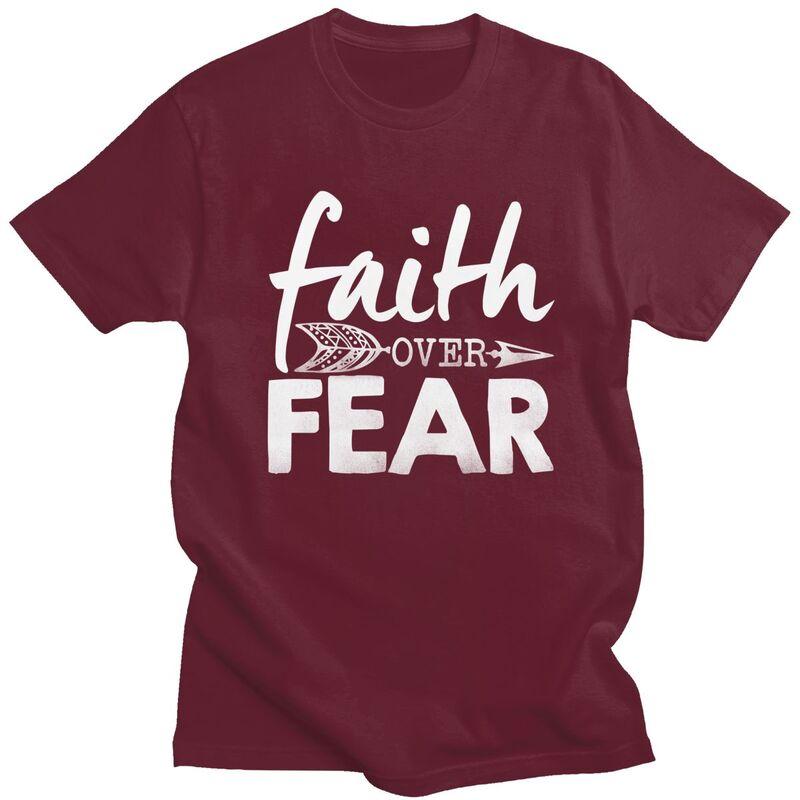 Custom Faith Over Fear Christian Arrow T Shirts Men Pure Cotton Tee Tops Tshirt Tshirt Clothes
