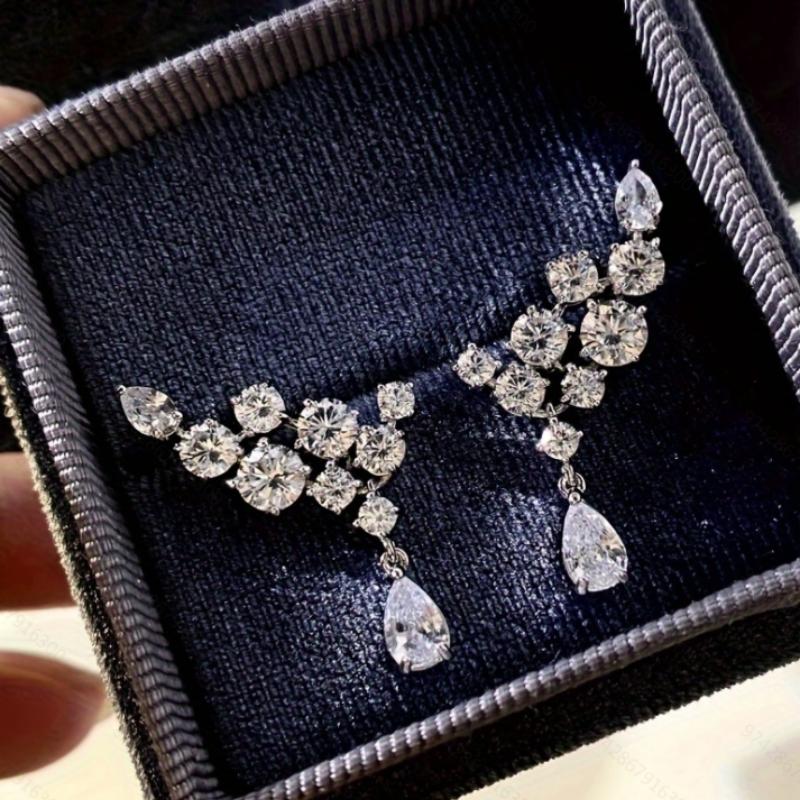 Beautiful Luxury Ultra Flash Zircon Earrings for Women Luxury Fashion Wedding Bride Zircon European and American Trendy Gifts