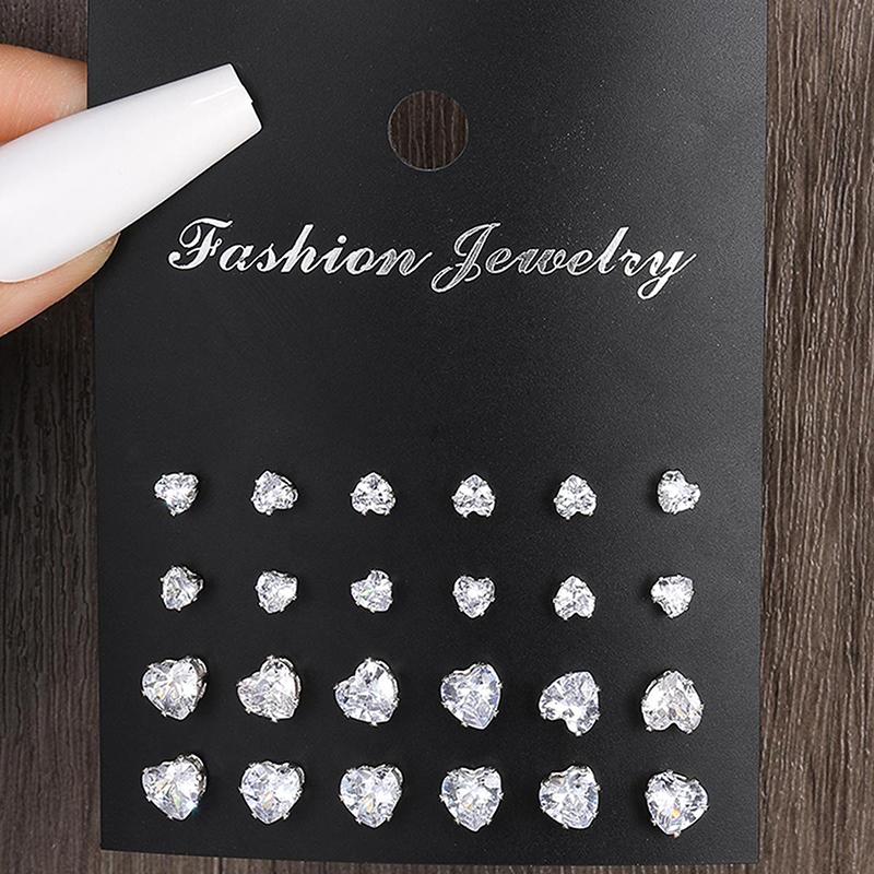 1Set Shiny Simple Wedding Stud Earrings Set For Women Men  Luxury  Stud Earrings Jewelry Accessories Gifts