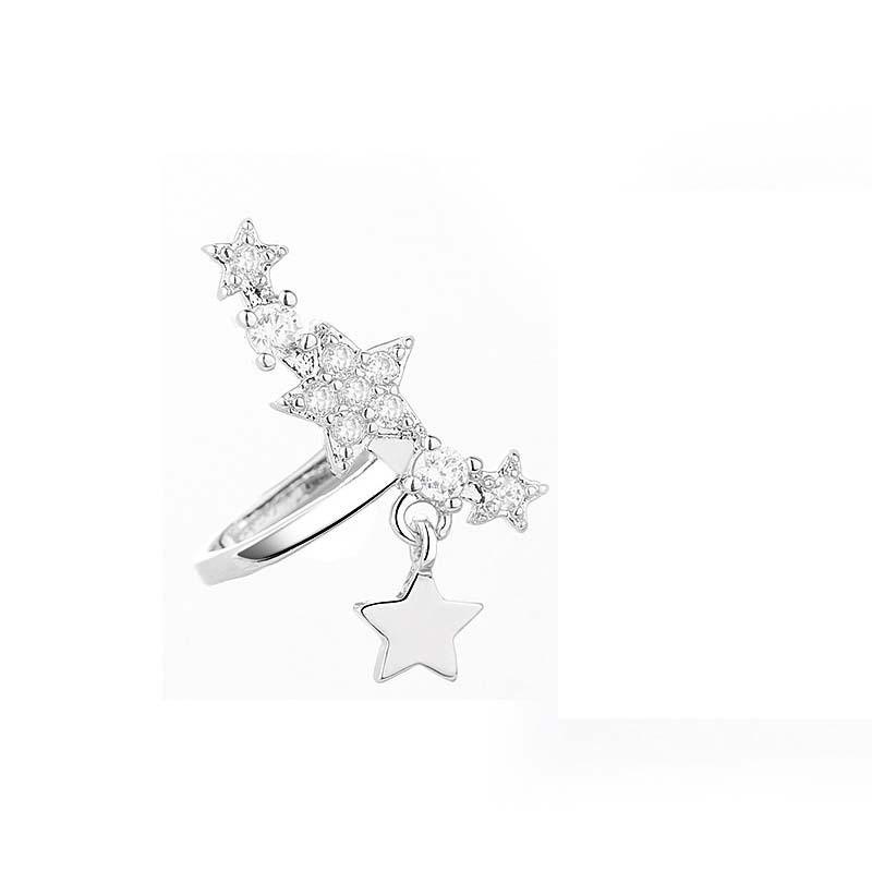 

New Personality Exquisite Sparkle Zircon Big Dipper Clip Earrings for Women Stainless Steel Fake Piercing Stars Ear Cuff Jewelry