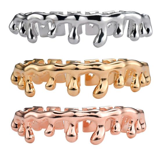 1 Set Teeth Brace Water Drop Shape Dress Up Copper Hip Hop Teeth Brace for Halloween