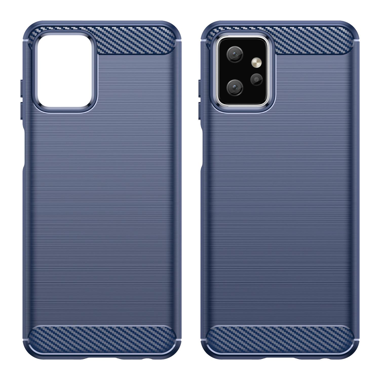 

TPU Phone Cover for Motorola Moto G Power 5G Carbon Fiber Texture Brushed Back Protector Case Blue