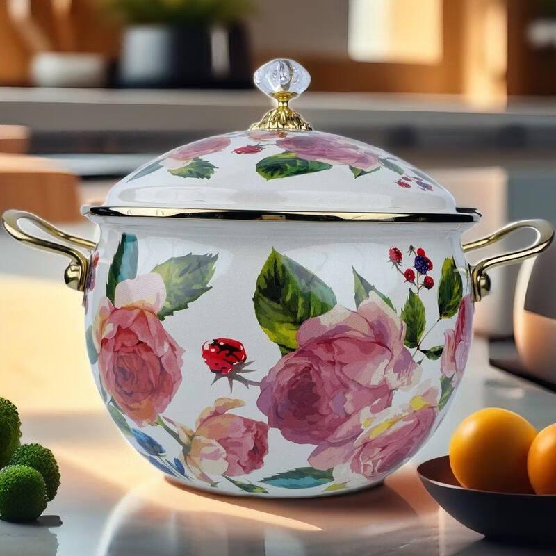 

Эмалированная кастрюля LIEI с русским цветочным узором