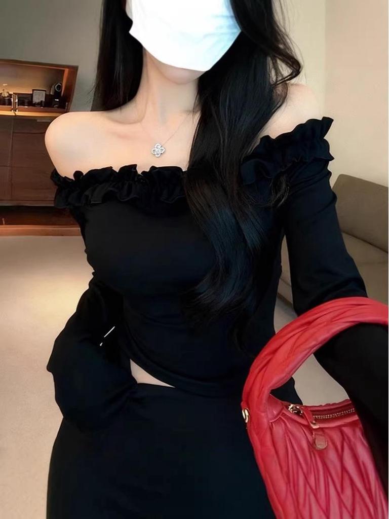 New Spring Vibrant Girly One-Shoulder Slim-Fit Beautiful Top