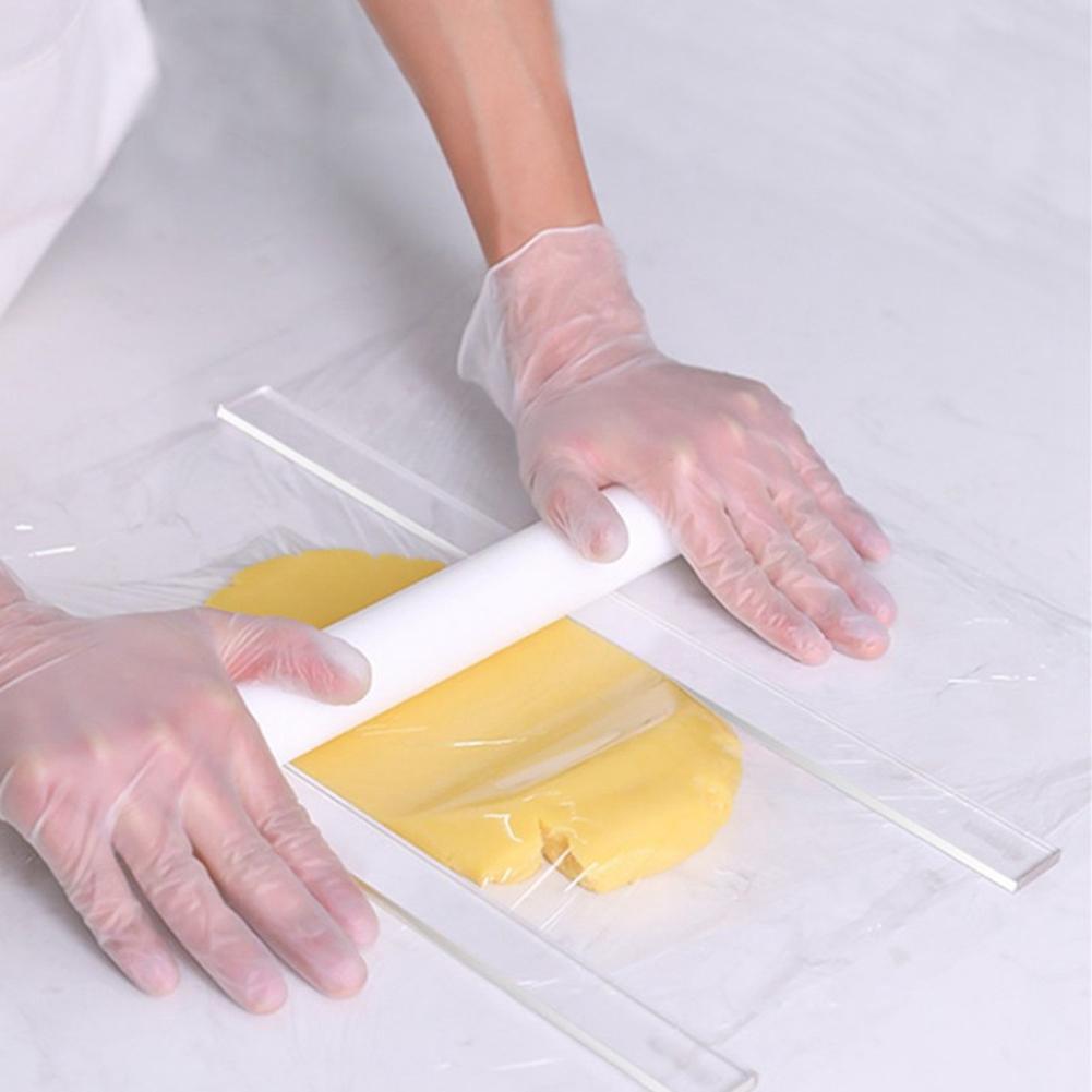 2Pcs Acrylic Biscuit Cake Rolling Tool Balance Ruler Fondant Icing Biscuit Thickness Ruler Biscuit Smoother Baking