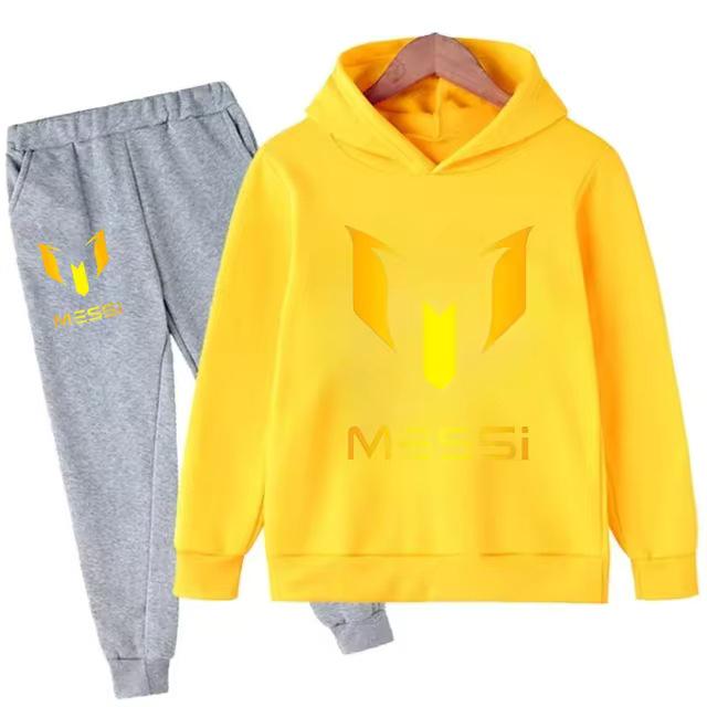 Kids' Messi Football Hoodie & Pants Set - 2-Piece Casual Sportswear for Boys & Girls, Spring & Autumn