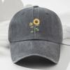 Sunflower Printed Baseball Cap Washed Cotton Sun Hat Vintage Dad Hat  For Women Man