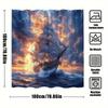 1Pc Sunset Sailing Shower Curtain - Three-Masted Ship At Golden Hour With Dramatic Pink Purple Clouds & Turbulent Waves